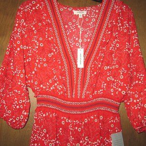 Max Studio Dress L Red Floral